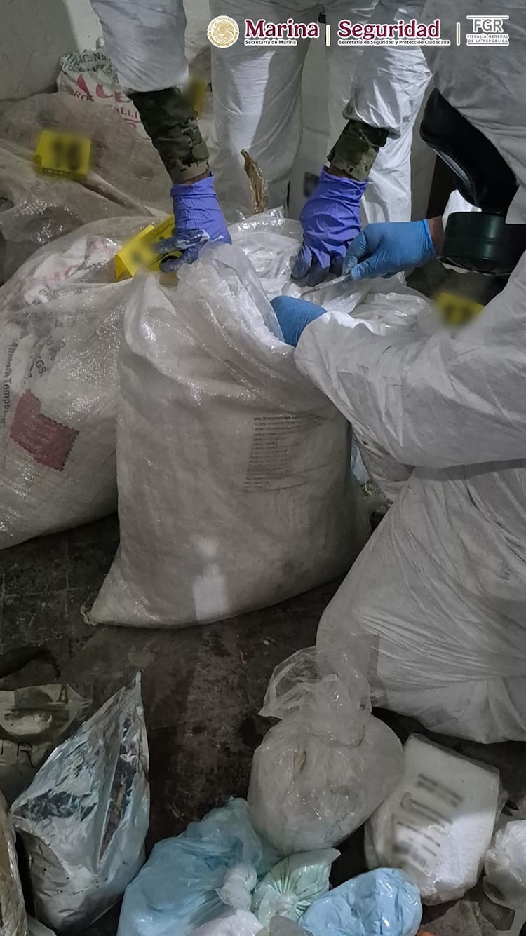 Autoridades federales decomisaron drogas y precursores químicos en operativo en Zapopan, Jalisco.