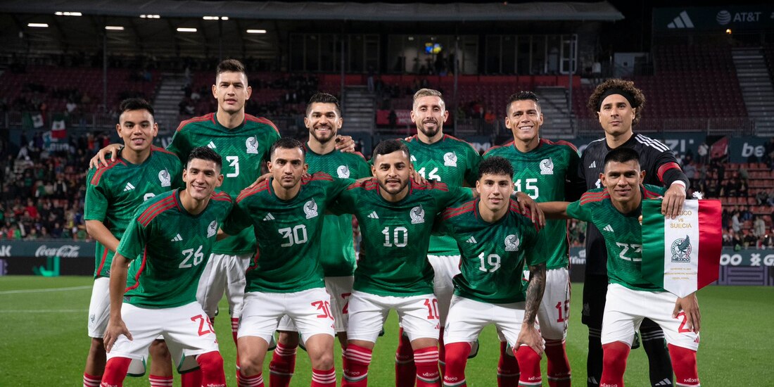 Futbolistas de la Selección Mexicana antes de su duelo ante Suecia, su último juego de preparación antes de la Copa del Mundo Qatar 2022.
