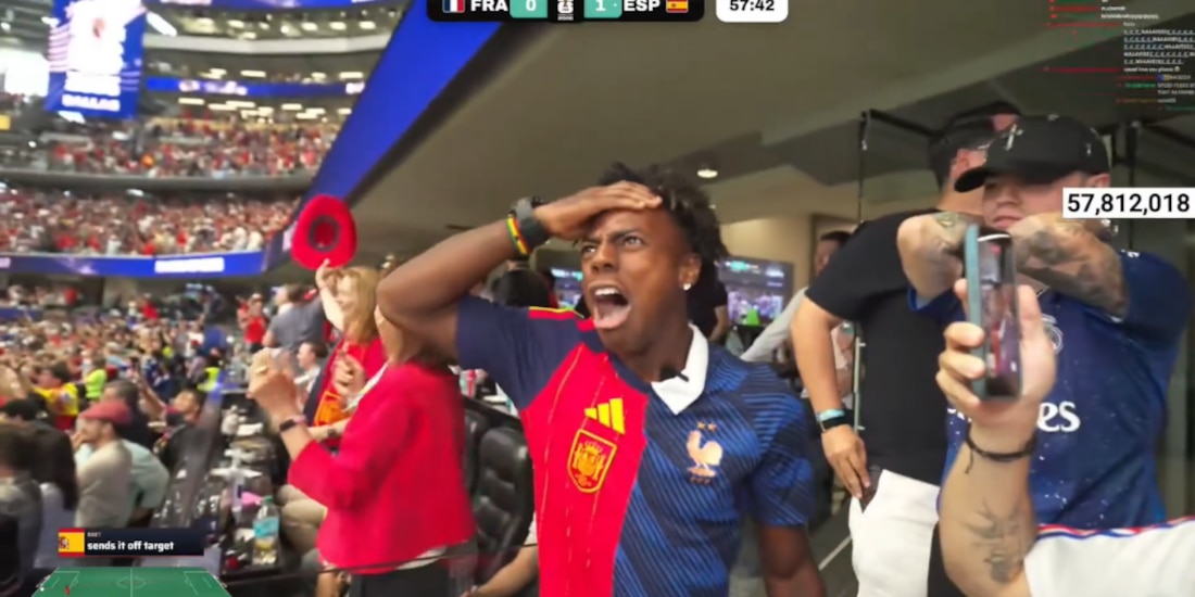 Speed reacciona al segundo gol de España.