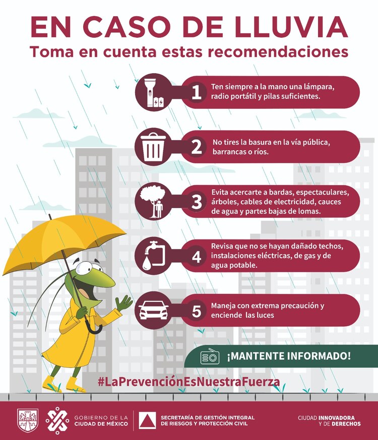 Las lluvias se esperan para el poniente y sur de la capital entre las 18:00 y 21:00 horas de este domingo