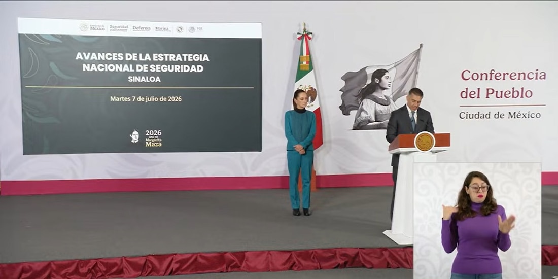Omar García Harfuch, en la Mañanera de Sheinbaum.