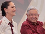 Claudia Sheinbaum y el presidente López Obrador en Durango.
