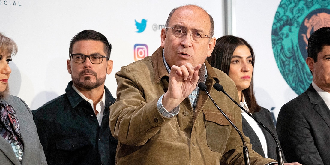El coordinador del PRI en la Cámara de Diputados, Rubén Moreira, ayer, en conferencia de prensa.