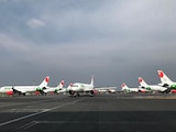 En la fotografía, aviones de la aerolínea VivaAerobus en el Aeropuerto Internacional de Monterrey.
