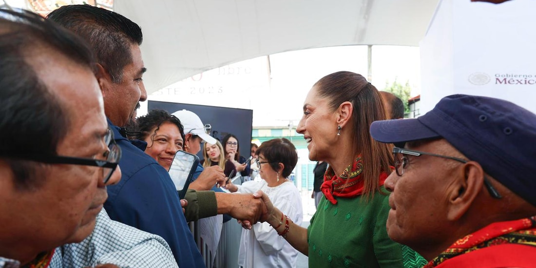 Presidenta Claudia Sheinbaum durante la entrega del Plan de Justicia para Atenco y la Montaña.