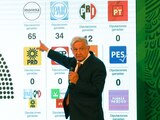 El Presidente López Obrador durante su conferencia matutina, este lunes.