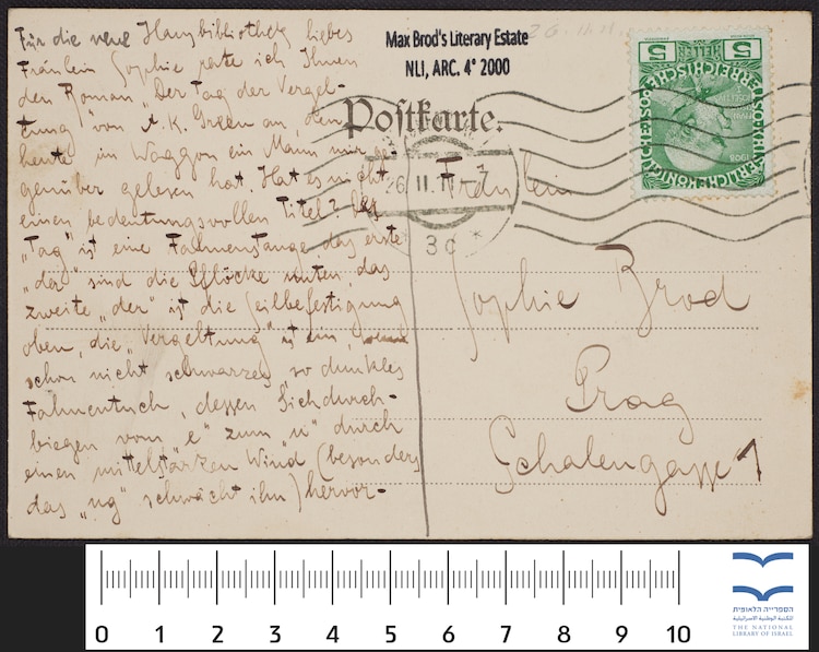 Postal escrita por Kafka.