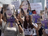 Una protestas en 2019 por el feminicidio de Abril Pérez Sagaón.