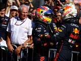 Checo Pérez y Max Verstappen, tras el Gran Premio de Azerbaiyán de F1.