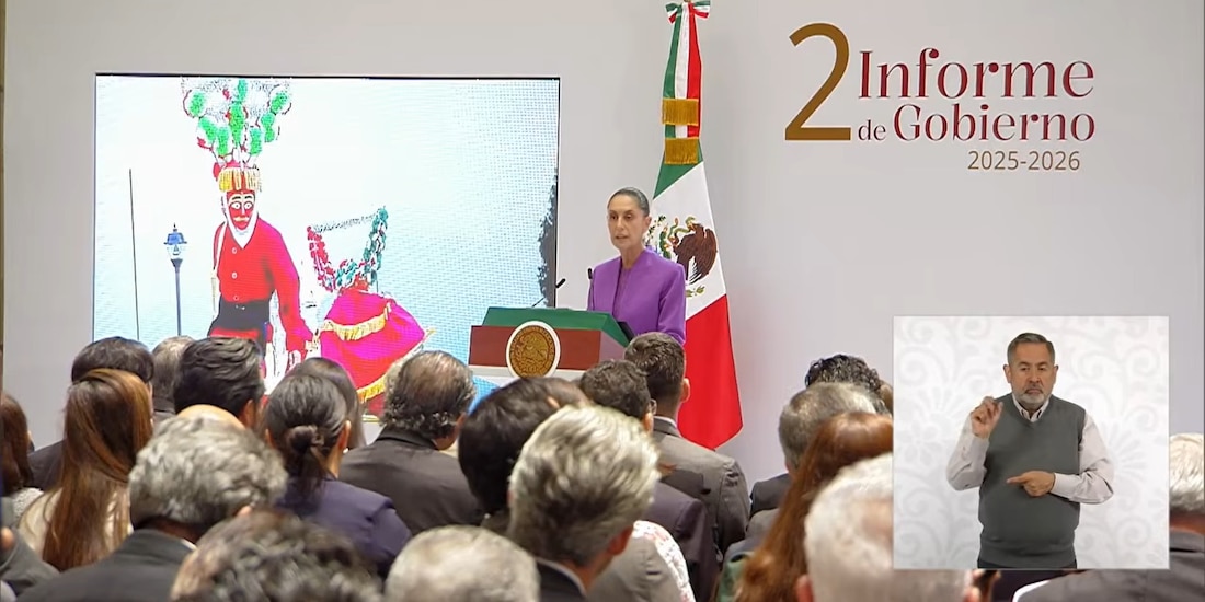 Claudia Sheinbaum este martes en Palacio Nacional.