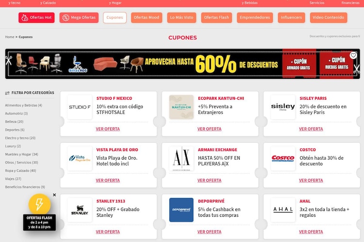 Así luce la cuponera del sitio web oficial del Hot Sale 2026.