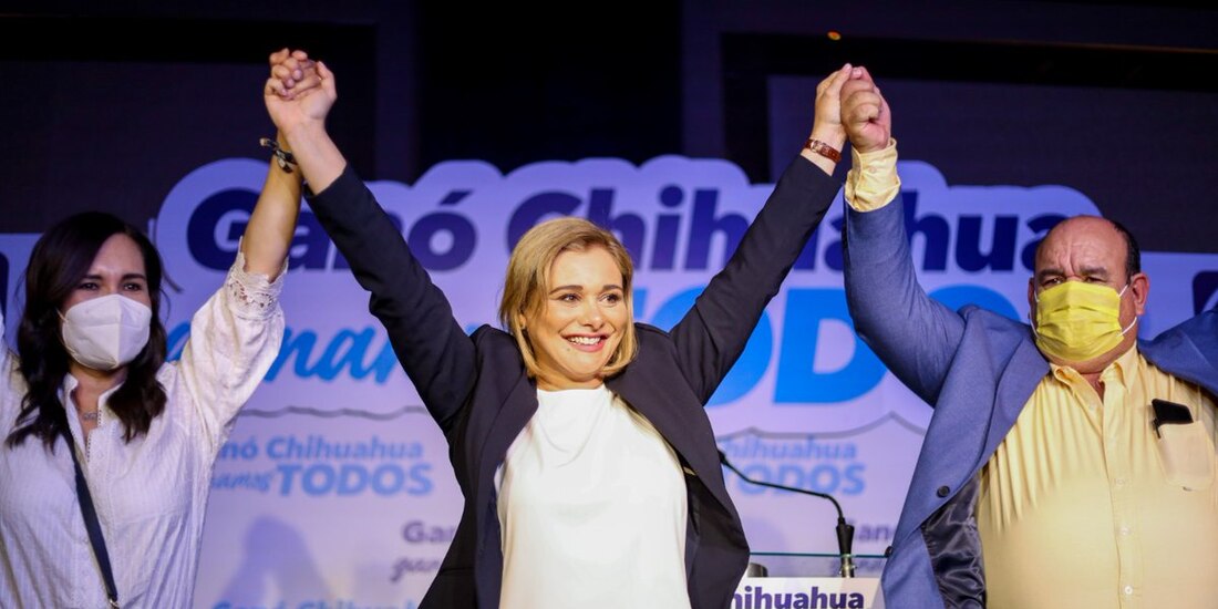 María Eugenia Campos, ayer, celebrando que los resultados le favorecían.