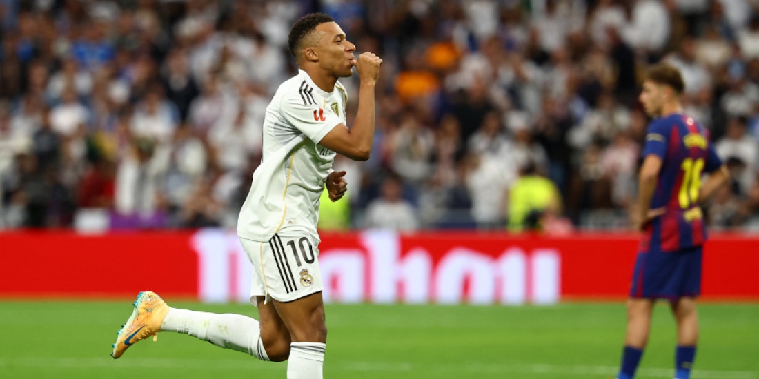 Kylian Mbappé celebrando su gol anulado.