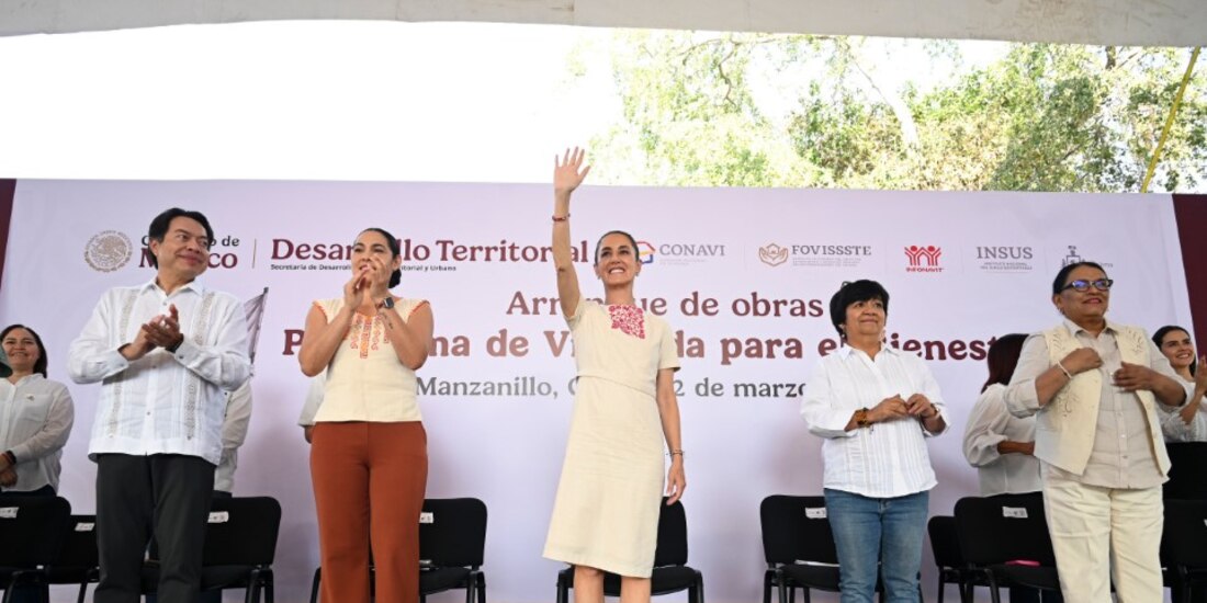 La presidenta Claudia Sheinbaum da inicio a la construcción de 13,250 viviendas en Colima, en beneficio de más de 42 mil personas.