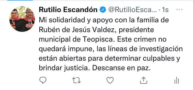 Tuit de Rutilio Escandón.