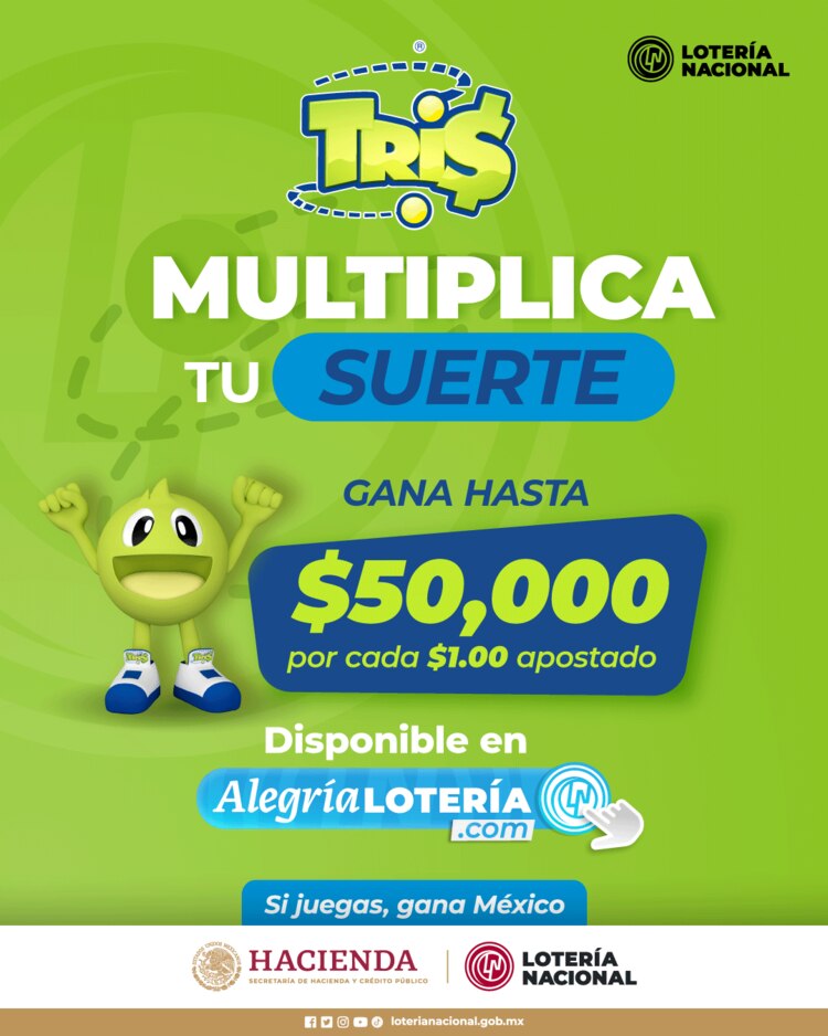 Multiplicador es el adicional de Tris te permite multiplicar tu apuesta de 20 a 200,000 veces.