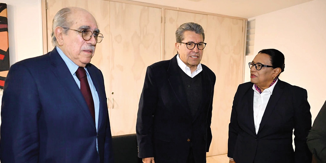 De izq. a der.: Pablo Gómez, Ricardo Monreal y Rosa Icela Rodríguez, en imagen de archivo.