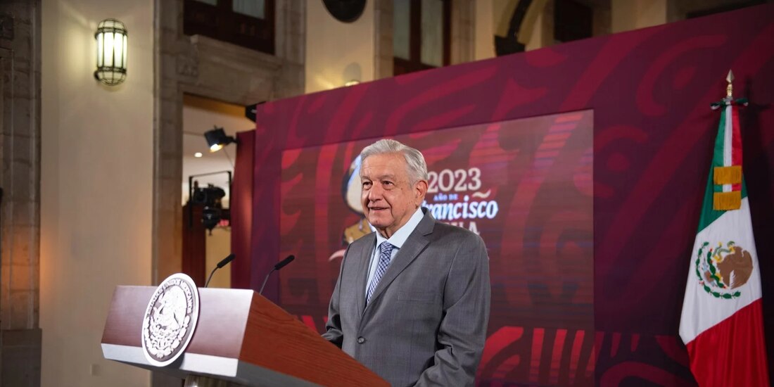 López Obrador, presidente de México, ofrece su conferencia de prensa este 28 de julio, desde Tepic, Nayarit.