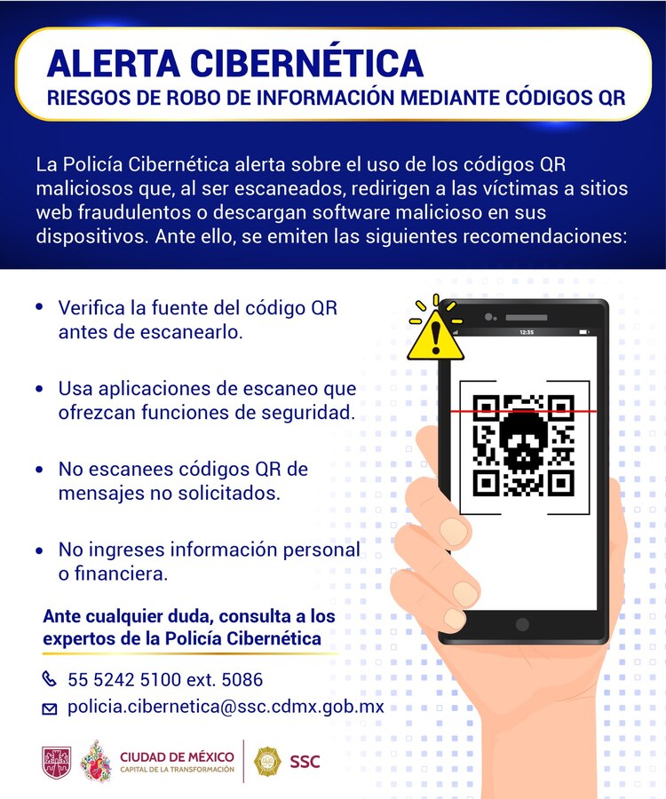 Policía Cibernética alerta por nueva estafa a través de códigos QR.