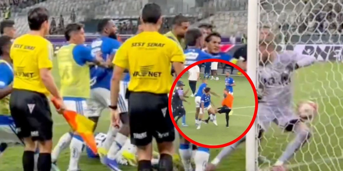 Futbolistas de Cruzeiro y Atlético Minero tuvieron una terrible batalla campal en Brasil, con saldo de 23 expulsados.
