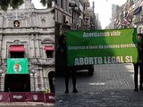Feministas protestan en calles de la capital poblana en pro del aborto.