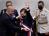 Gabriel Boric toma protesta como presidente de Chile, Ayer.