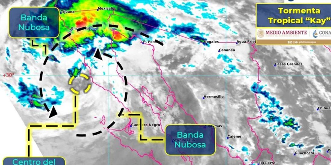 Huracán “Kay” se degrada a tormenta tropical; continúan lluvias torrenciales en BC.