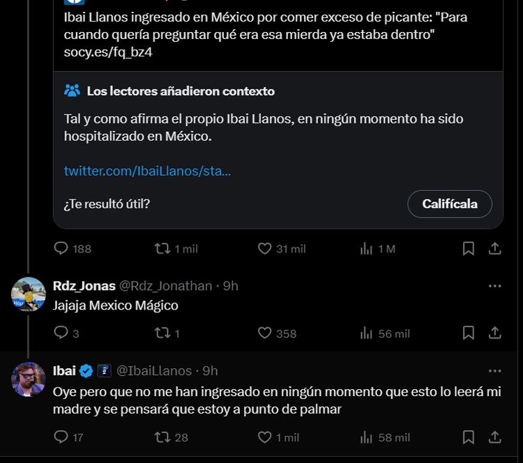 Ibai Llanos desmiente haber sido internado en un hospital de México.