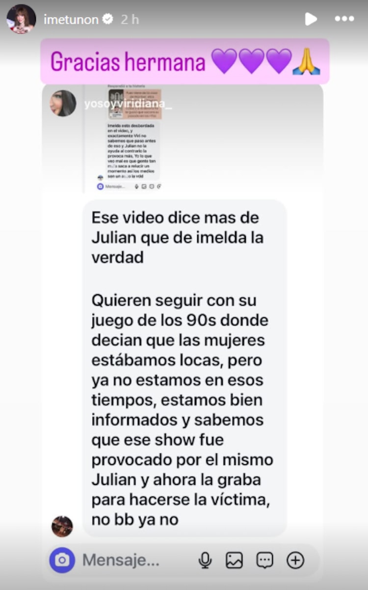 Imelda Tuñón reacciona a los videos filtrados donde ataca a Julián Figueroa