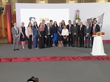 Empresarios farmacéuticos este jueves en Palacio Nacional.