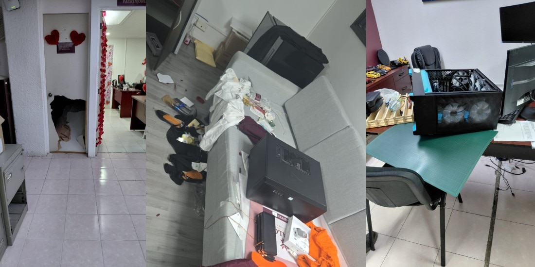 Normalistas realizan destrozos en oficinas de la Secretaría de Educación Pública de Hidalgo.