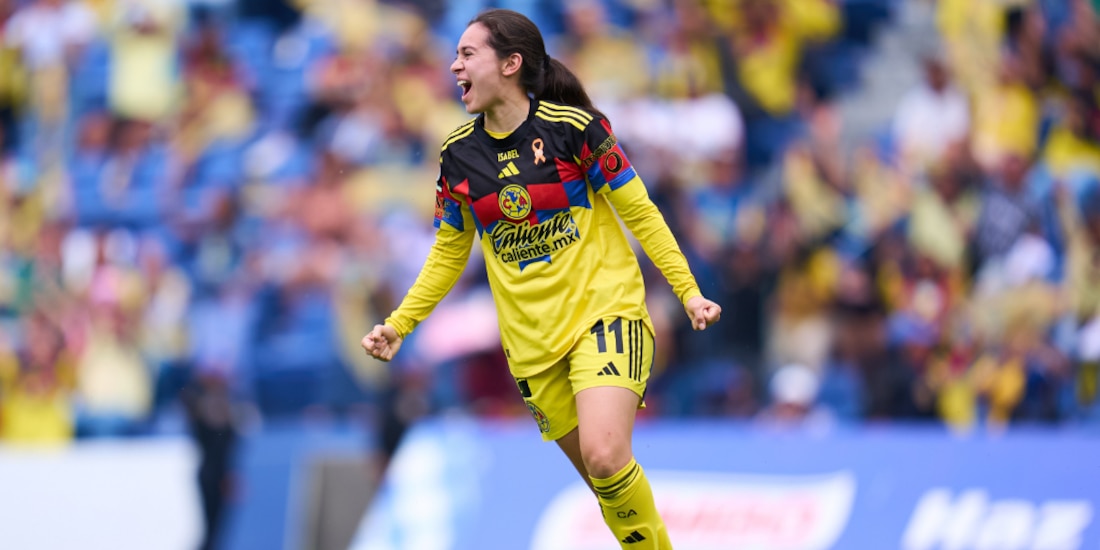 Aylin Avilez festeja su gol ante el Toluca.