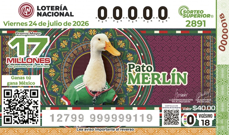 El billete del Sorteo Superior 2891 está dedicado al Pato Merlín.