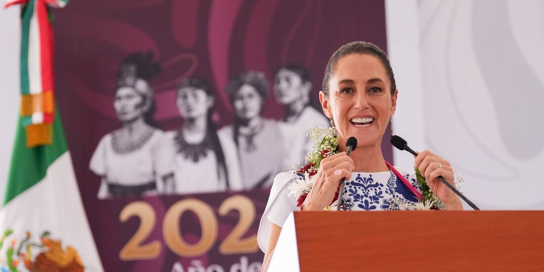 Claudia Sheinbaum, Presidenta de México, durante su gira de trabajo en Veracruz.