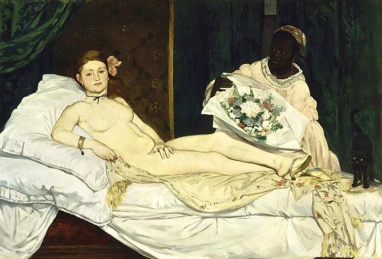 'Olympia' de Manet, que forma parte de la exhibición "Gatos en la historia del arte".