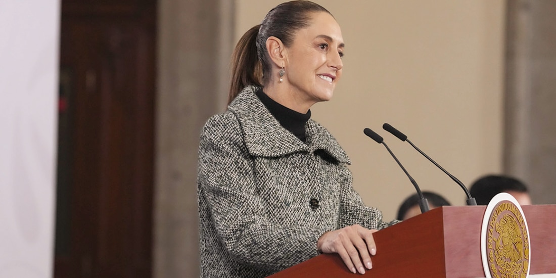 La Presidenta Claudia Sheinbaum, ayer en conferencia.