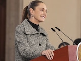 La Presidenta Claudia Sheinbaum, ayer en conferencia.