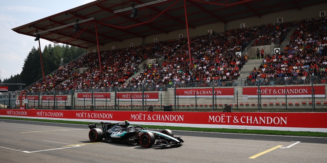 El Mercedes de Kimi Antonelli en la clasificación del Gran Premio de Bélgica de F1.