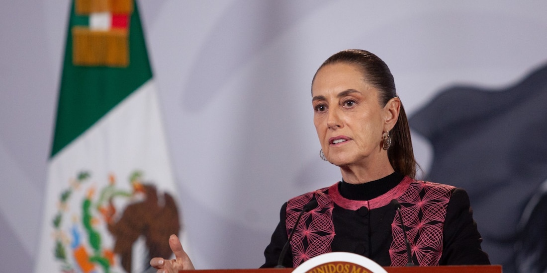 Claudia Sheinbaum Pardo, presidenta de México durante conferencia de prensa en Palacio Nacional