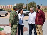 Claudia Sheinbaum acompañó al presidente López Obrador a supervisión de proyecto en Nuevo Laredo.