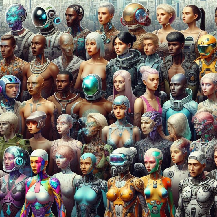 Así se verían los humanos en mil años según la IA.