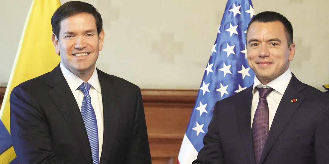El secretario de Estado de EU, Marco Rubio y el presidente de Ecuador, Daniel Noboa, ayer.
