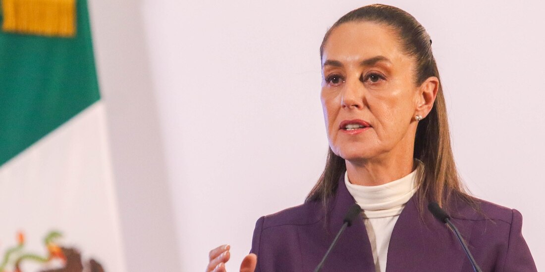 La Presidenta Claudia Sheinbaum, en la conferencia de prensa mañanera.