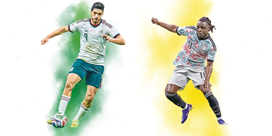 Raúl Jiménez (México) y Jeremy Doku (Bélgica)