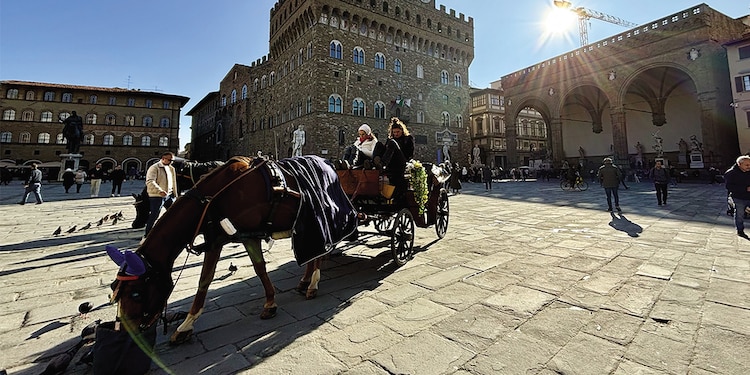 El Palazzo Vecchio domina la vista de
la Piazza de la Signoria.