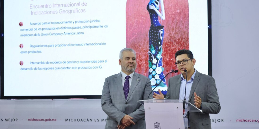 El Gobernador Alfredo Ramírez Bedolla anuncia la realización de la Bienal de oriGIn 2025 en Morelia, un encuentro clave para las Indicaciones Geográficas.