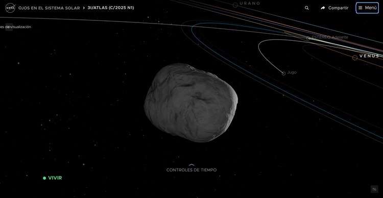 Trayectoria EN VIVO del cometa 3I Atlas