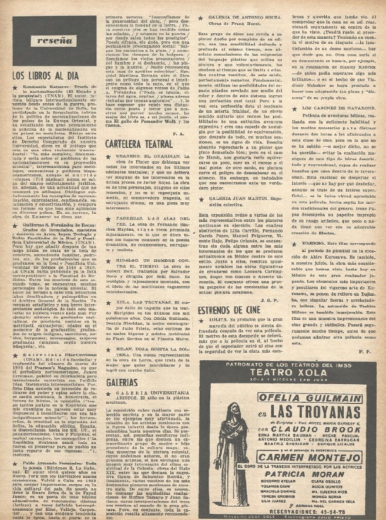 “Cartelera teatral” por Jorge Ibargüengoitia