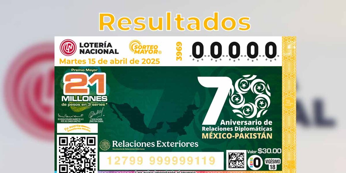 Resultados Sorteo Mayor 3969 del 15 de abril del 2025 de Lotería Nacional.