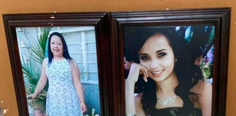 Retratos de Liliana y Alondra, en su velorio.